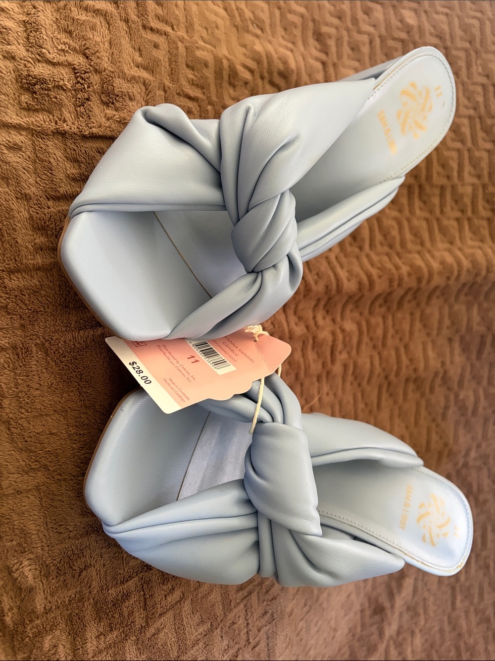 Sam & Libby Light Blue Knotted Slide Mules - Women